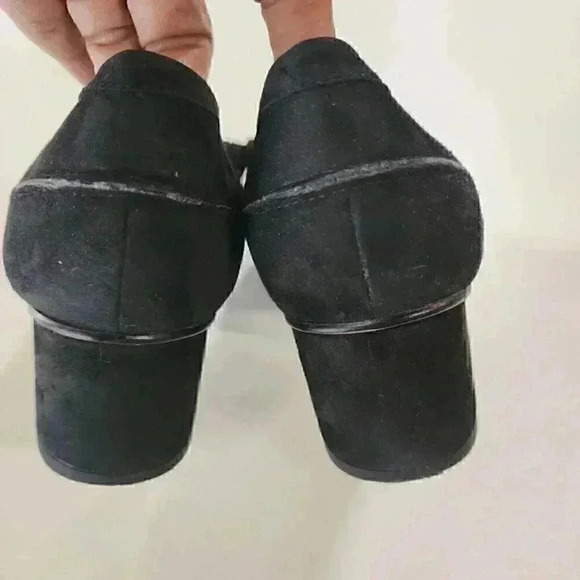 Franco Sarto Lauryn Black Suede Leather Tassel  Stud Block Heel Size 9 - Picture 6 of 11